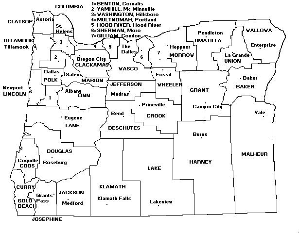 Map of Oregon with Grant County
